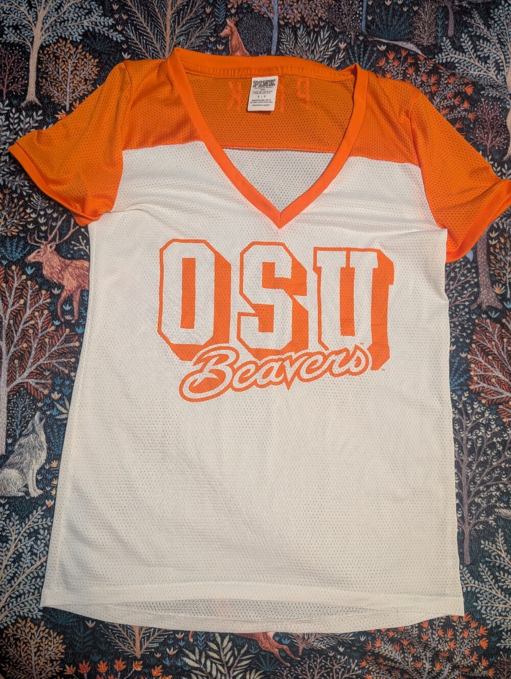 Victoria Secret Pink Osu Oregon State University Beavers Jersey Mesh Shirt S